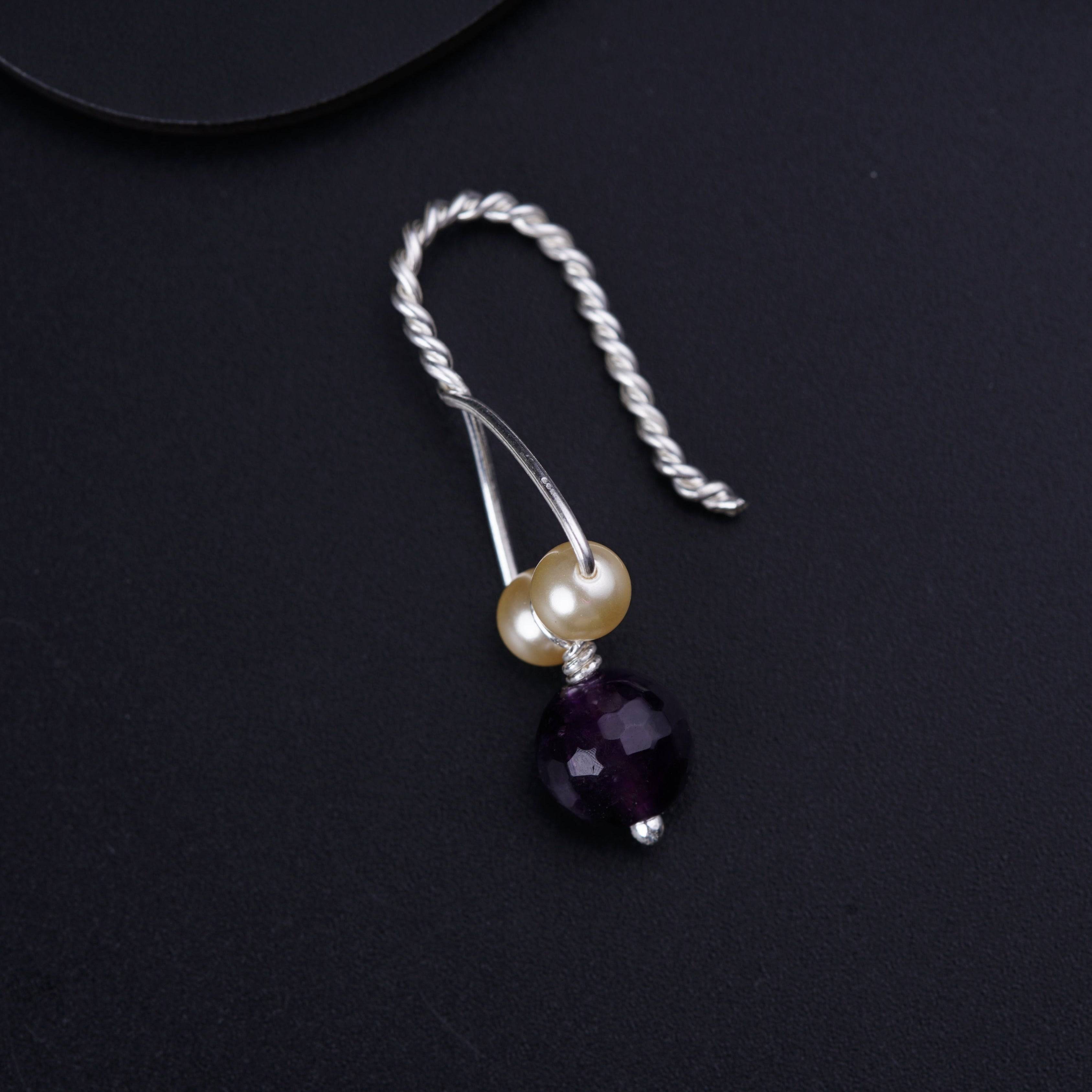 Bhikbali - with silver wire & Amethyst (Clip-on)