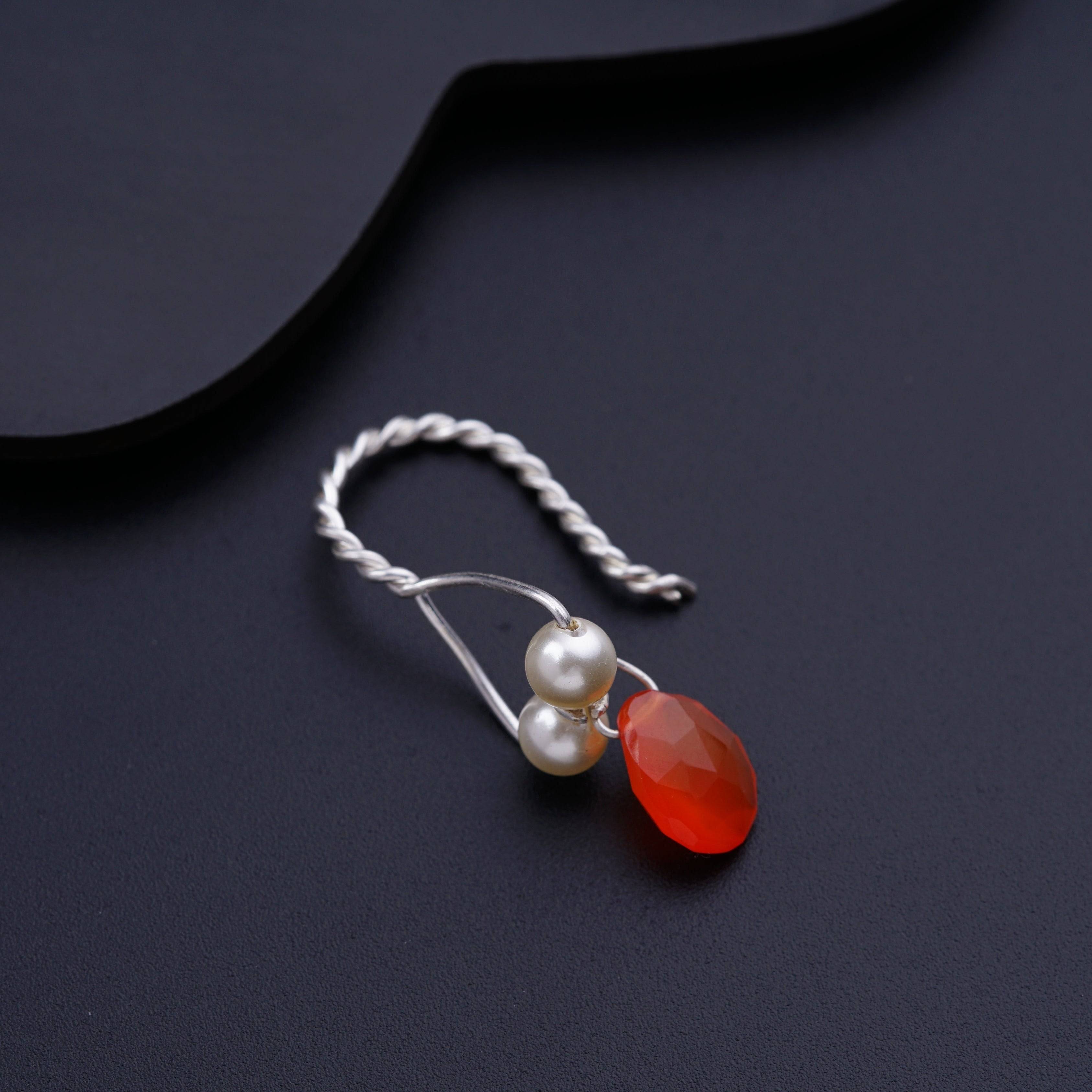 Bhikbali with Carnelian & Silver wire (Clip on)