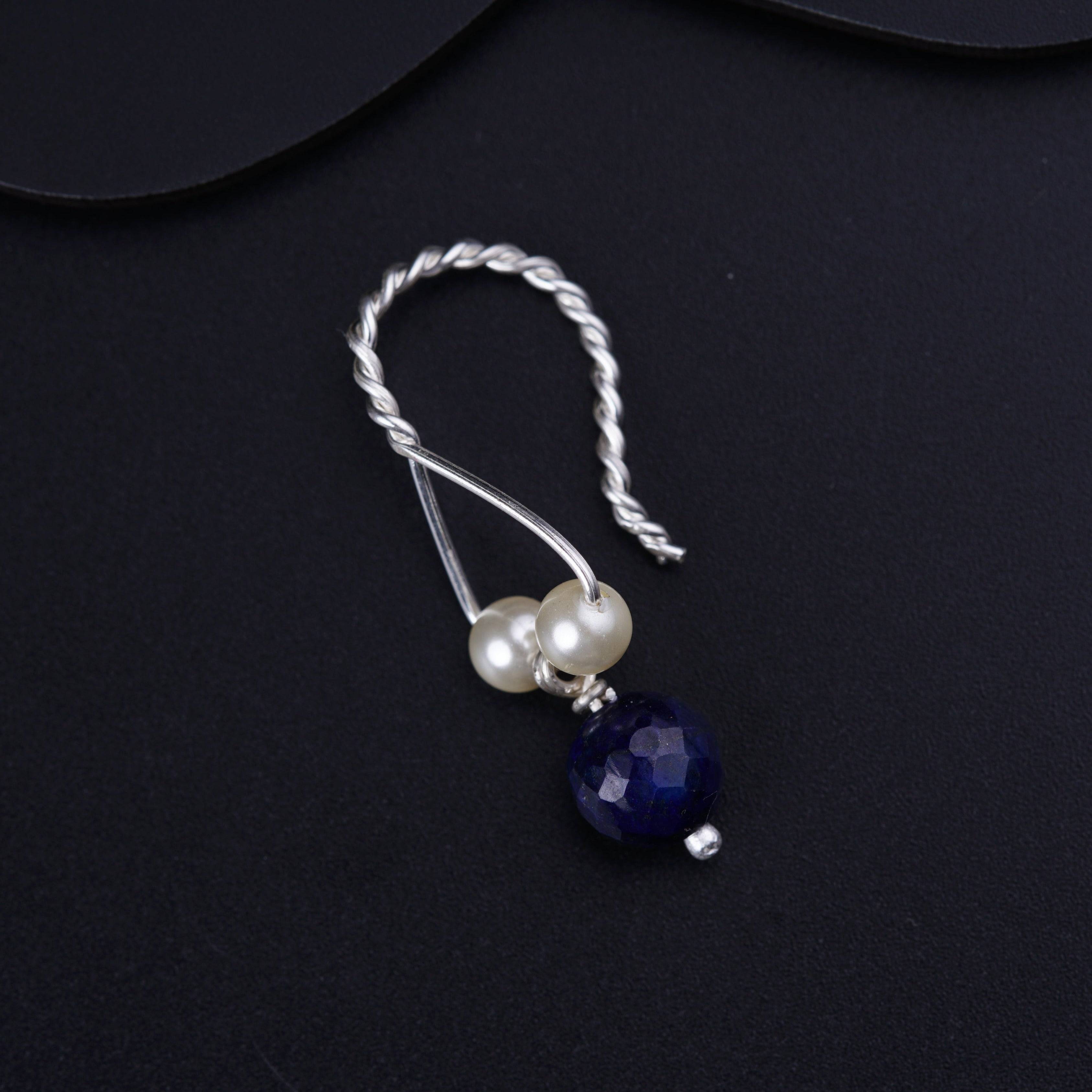 Bhikbali - with silver wire & Lapis (Clip on)