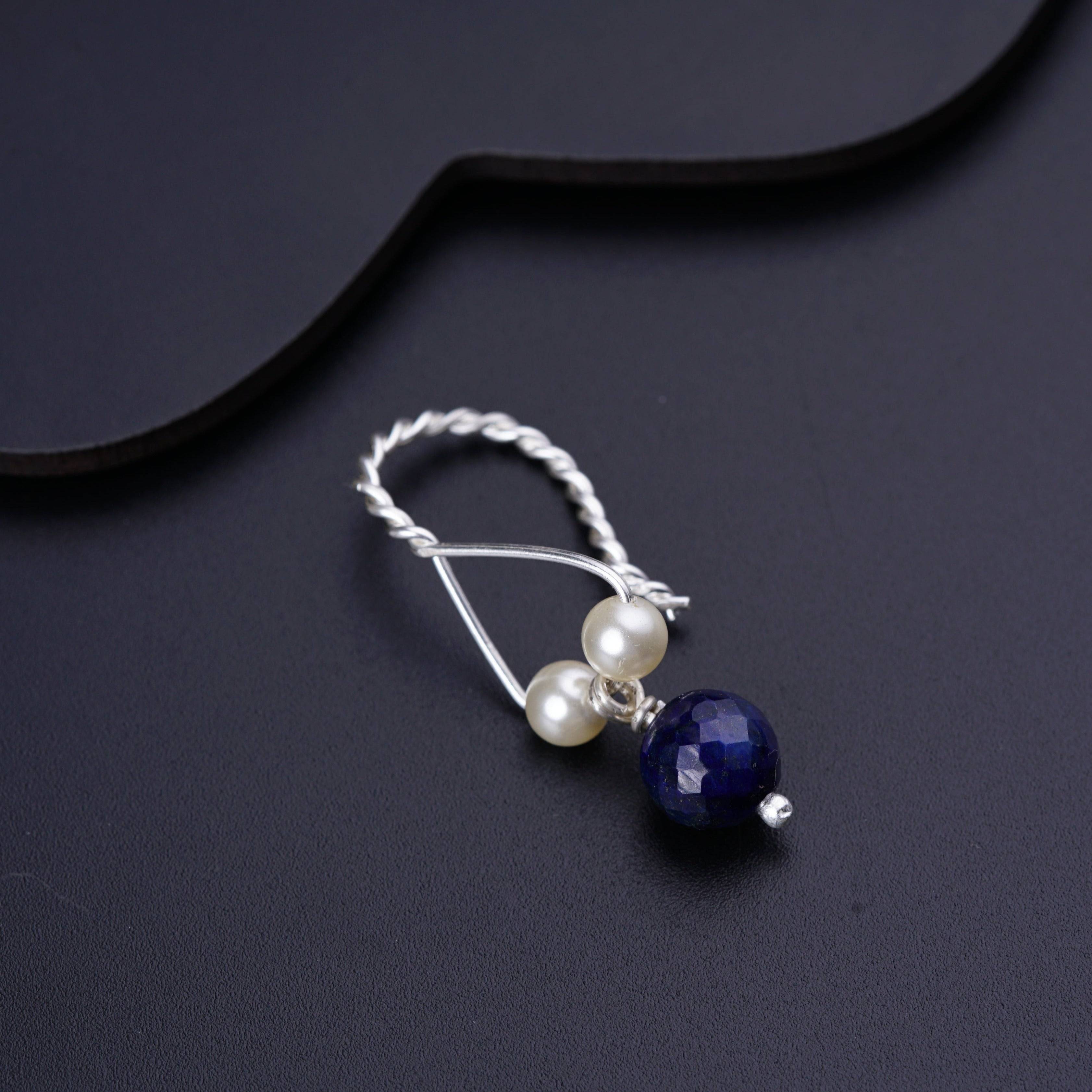 Bhikbali - with silver wire & Lapis (Clip on)