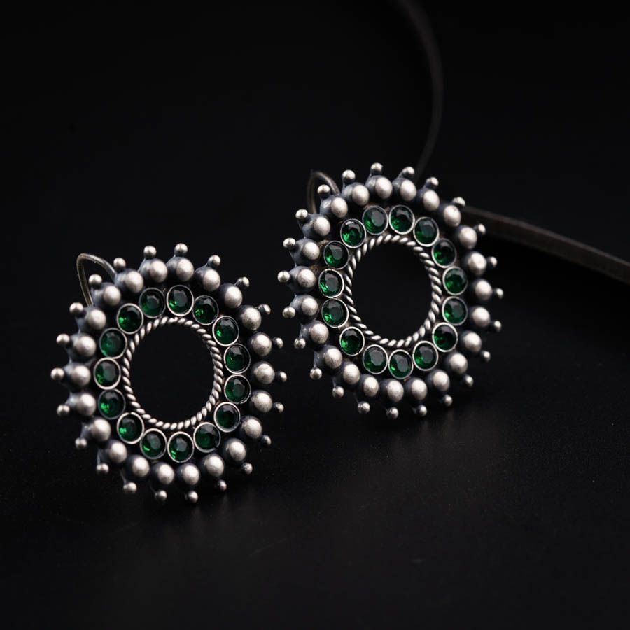Karwar Chakra Earrings (Green): Hook Style