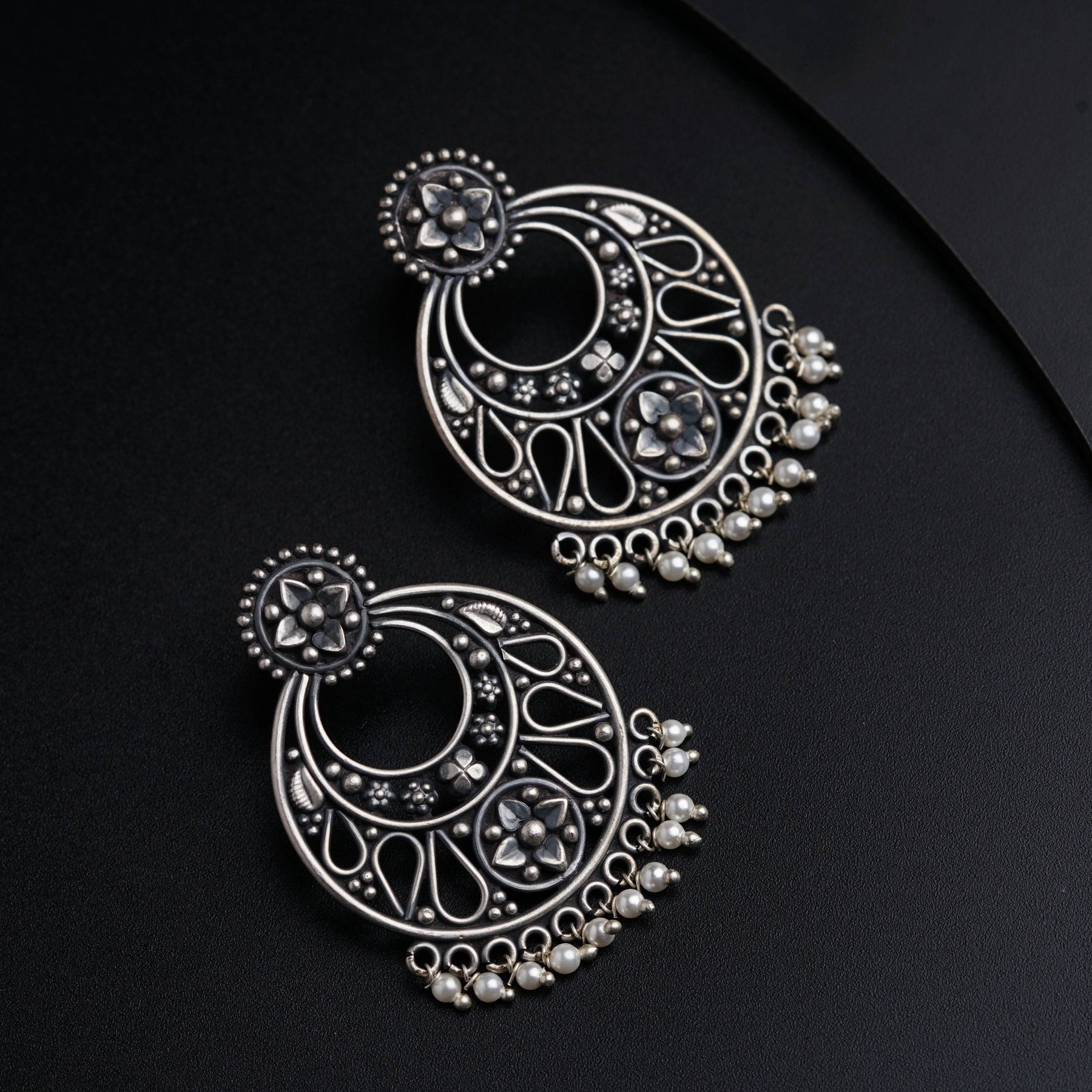 Ganesha Chandbali Silver  Handcrafted Earings