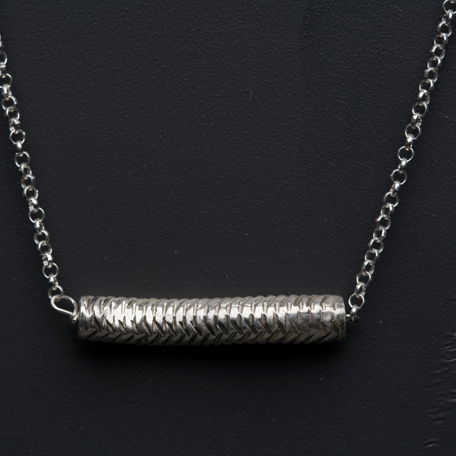 Silver Textured Pipe Chain
