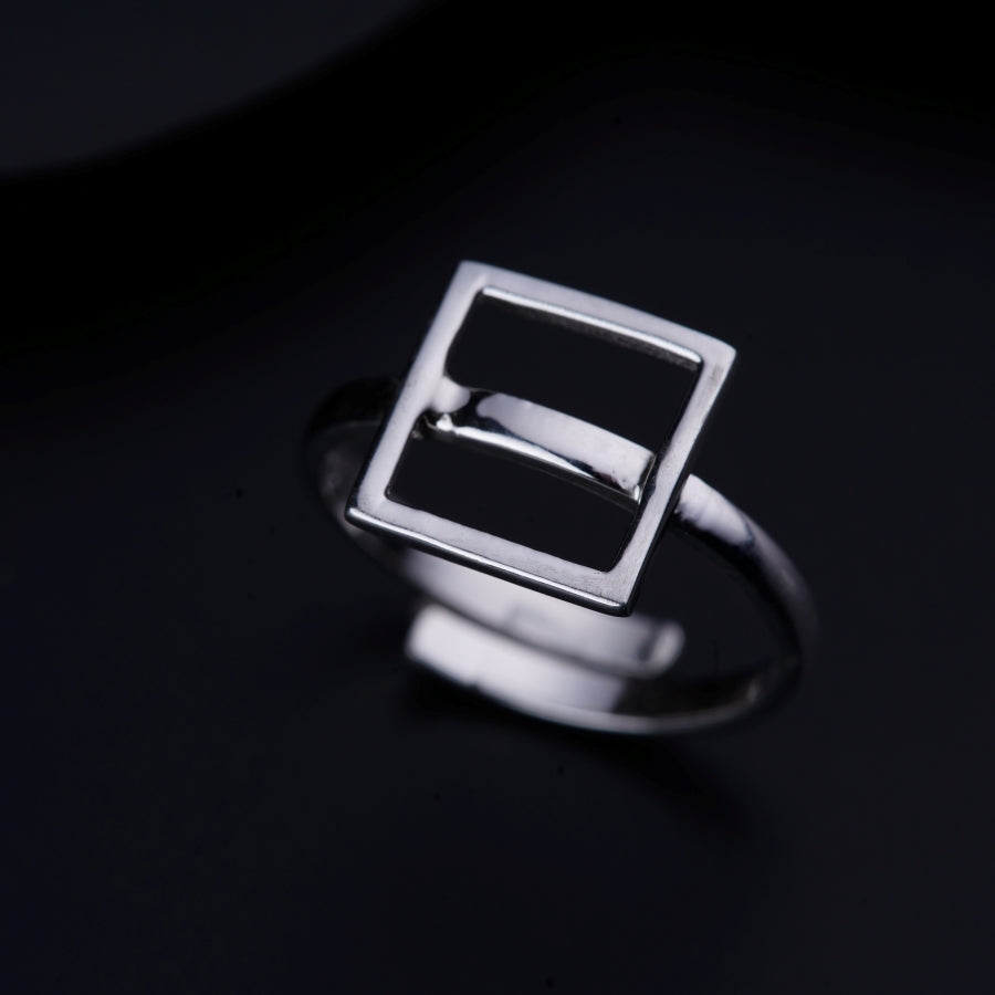 Square Step Ring, Sterling Silver w/Enamel | Men's Rings | Miansai