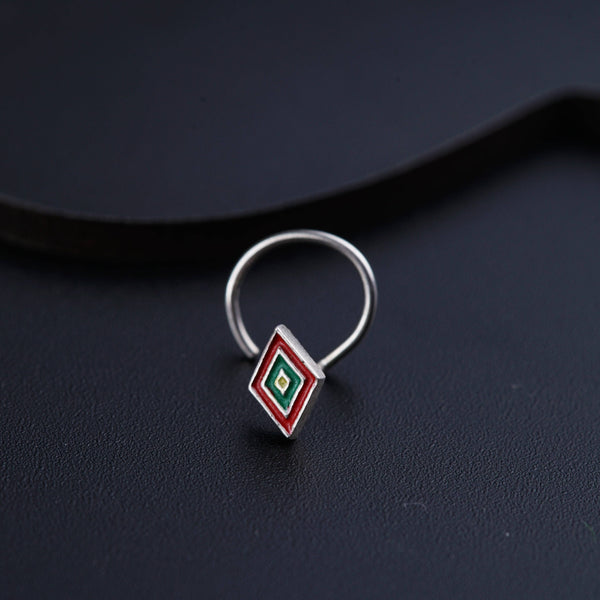 Diamond Nosepin ( Pierced ) - Red , green , yellow
