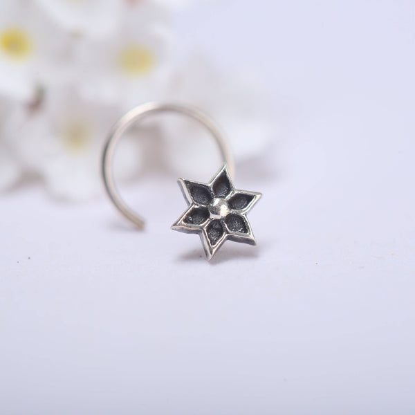 Flower Nose pin Oxidized ( Pierced )