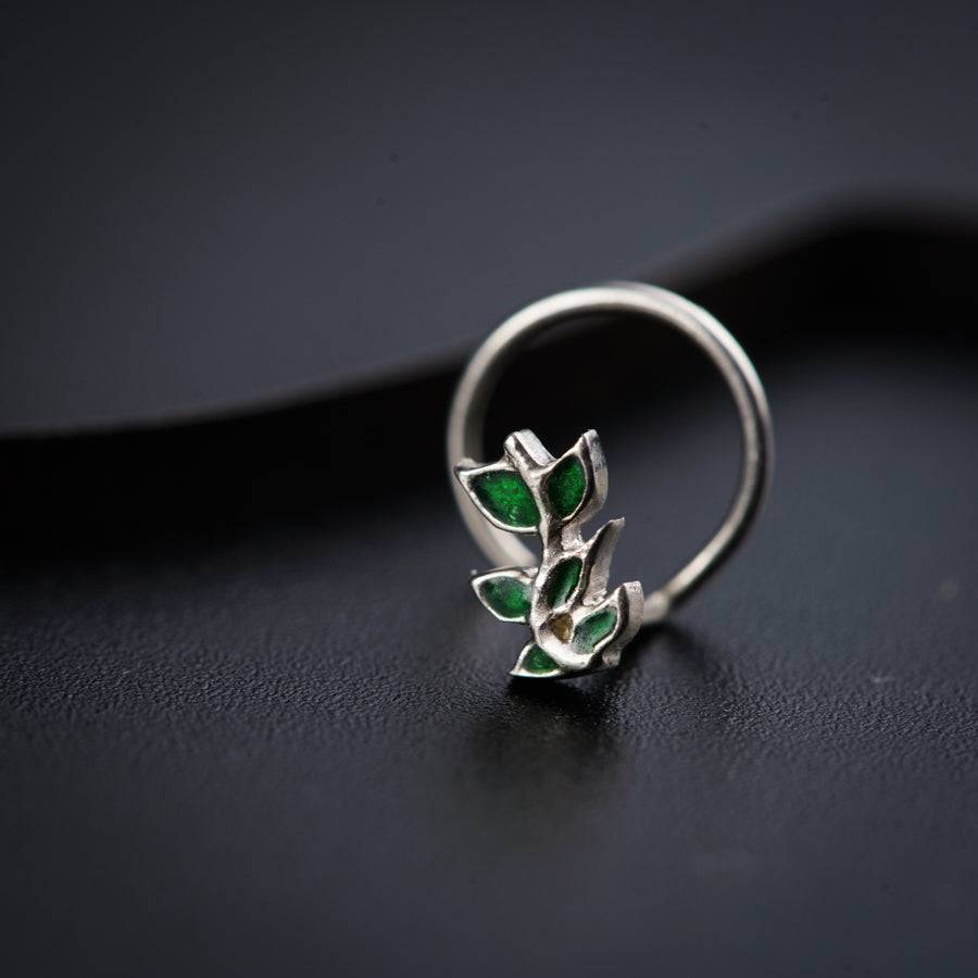 Leaves Nose pin ( Pierced ) - Green