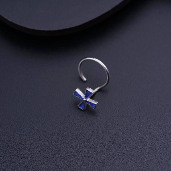 Pinwheel Nose pin ( Pierced ) - Blue