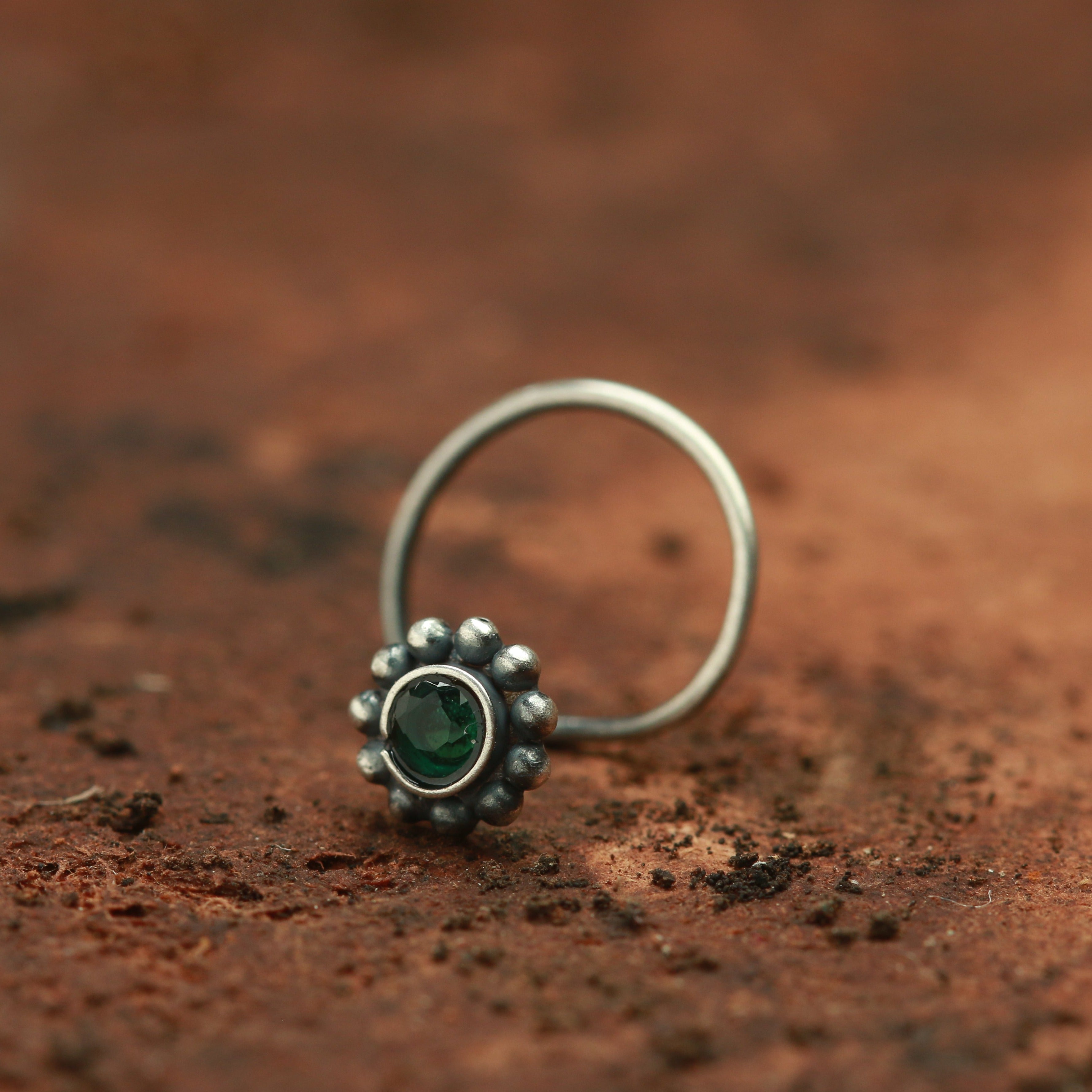 Green Stone Nose pin: Small (Pierced)