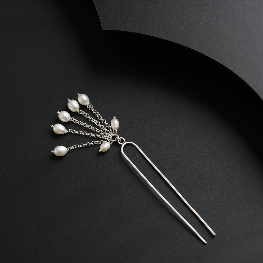 Silver Juda Pin - Rice Pearls