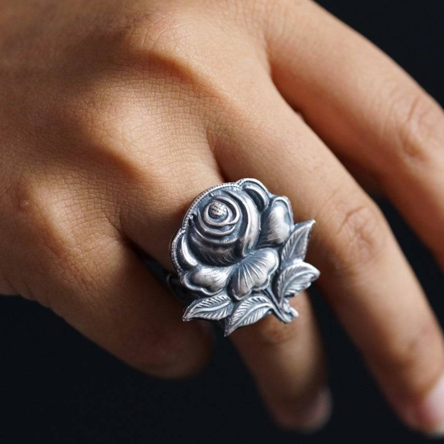 STERLING SILVER ROSES & LEAVES ROSES FROM GOD RING™ - SARDA™ INC