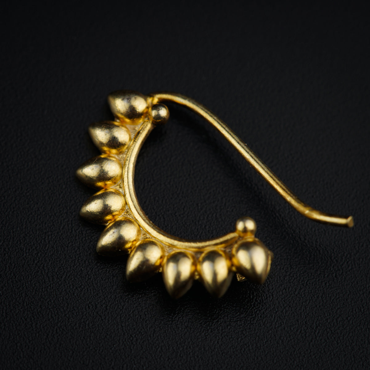 Silver Drop Motif Nath- Gold Plated, Right Pierced