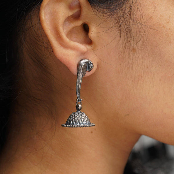 Silver Parrot Jhumki