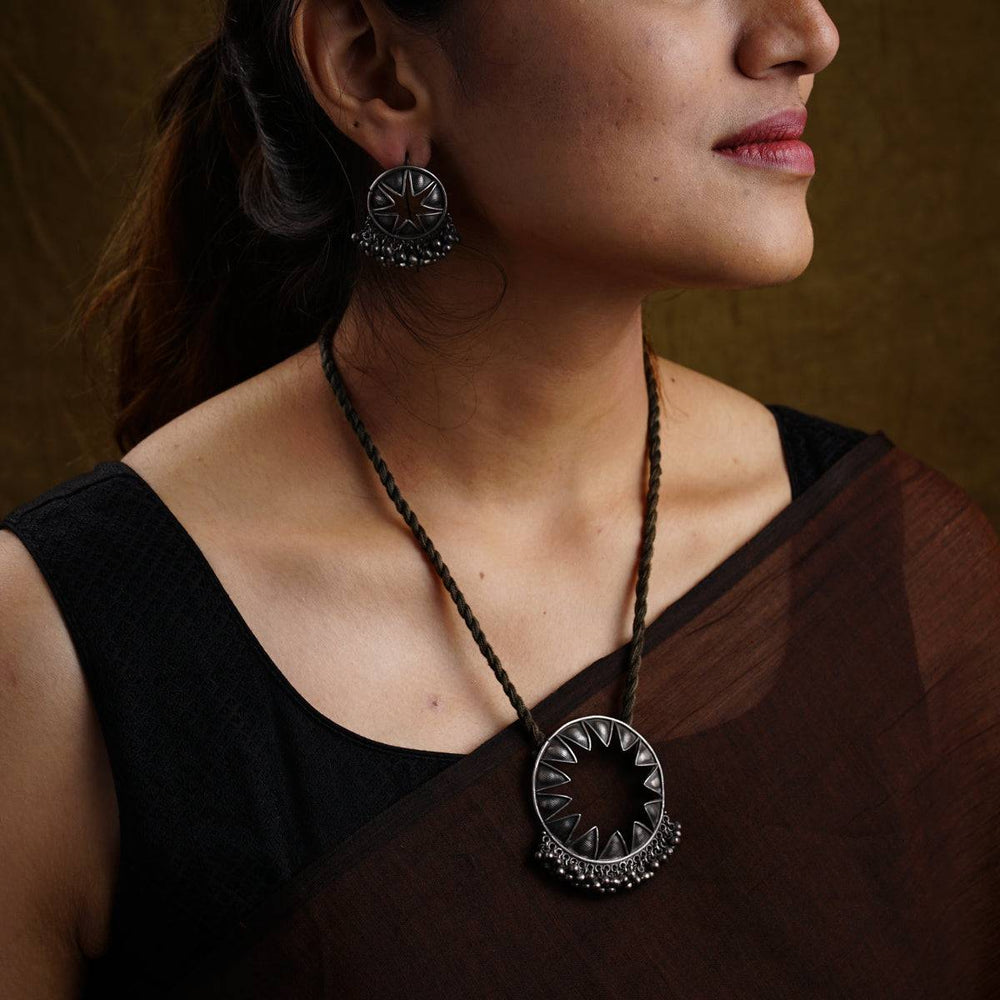 Black - Yashvi Mirror & Ghungroo Work GS Fabart Handmade Earrings main image 1