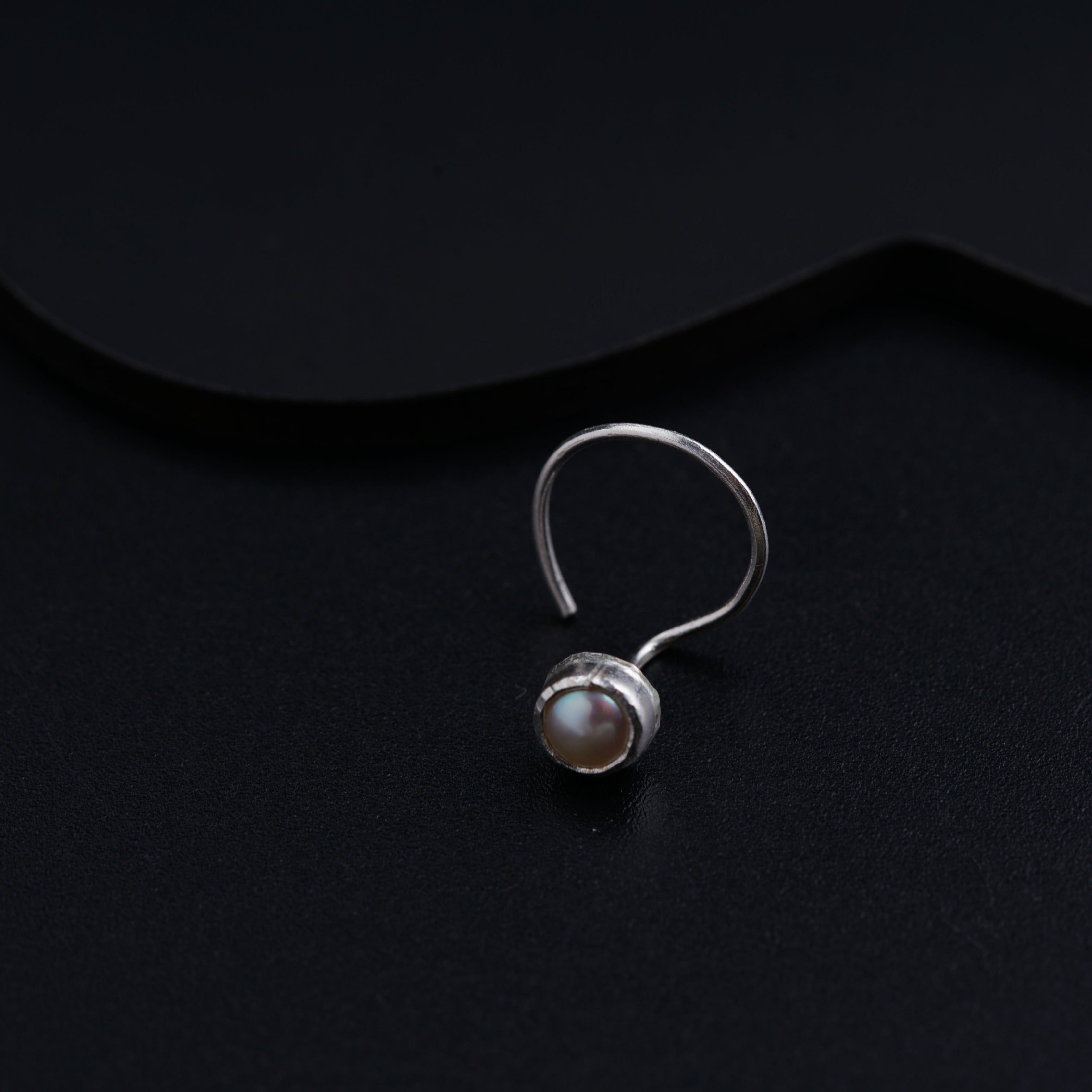 Silver Nose pin - Pearl (Pierced)