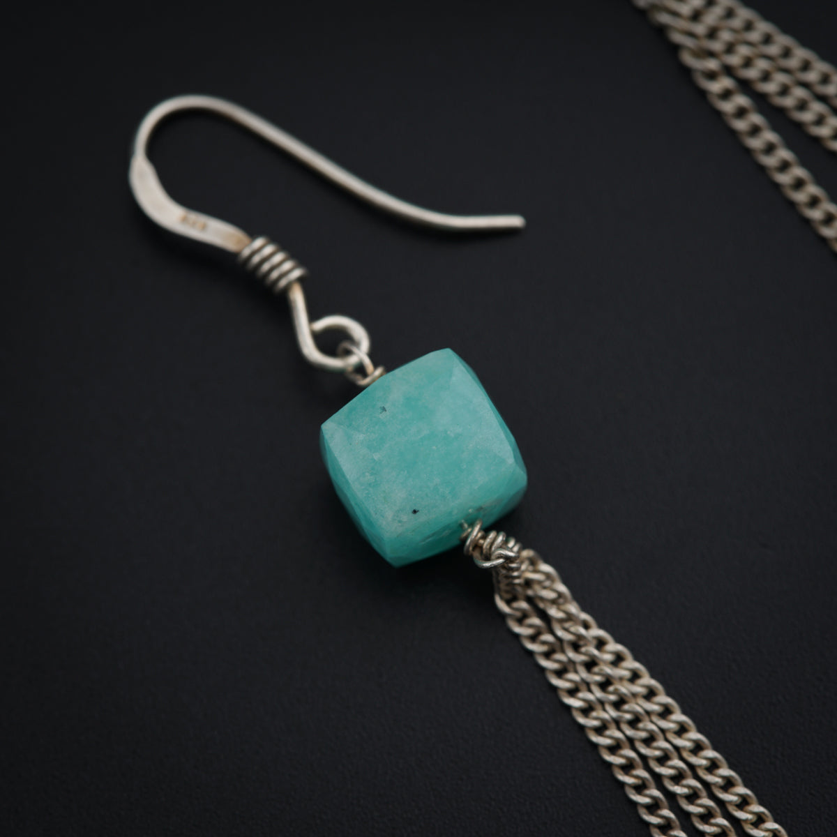 Silver Hand Made Earring - Amazonite