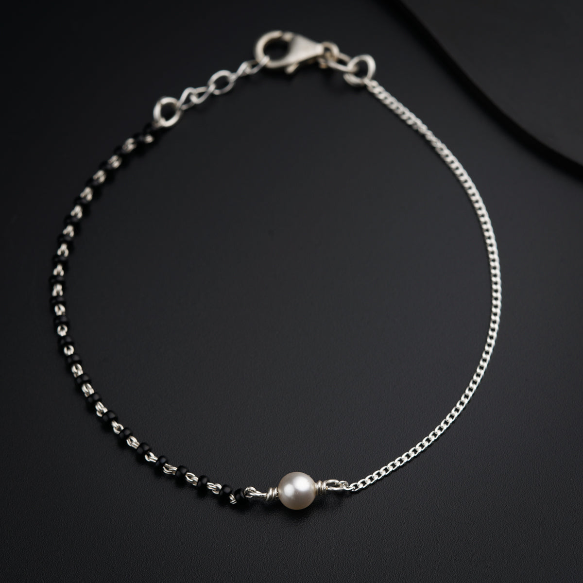 Silver Pearl Mangalsutra Bracelet