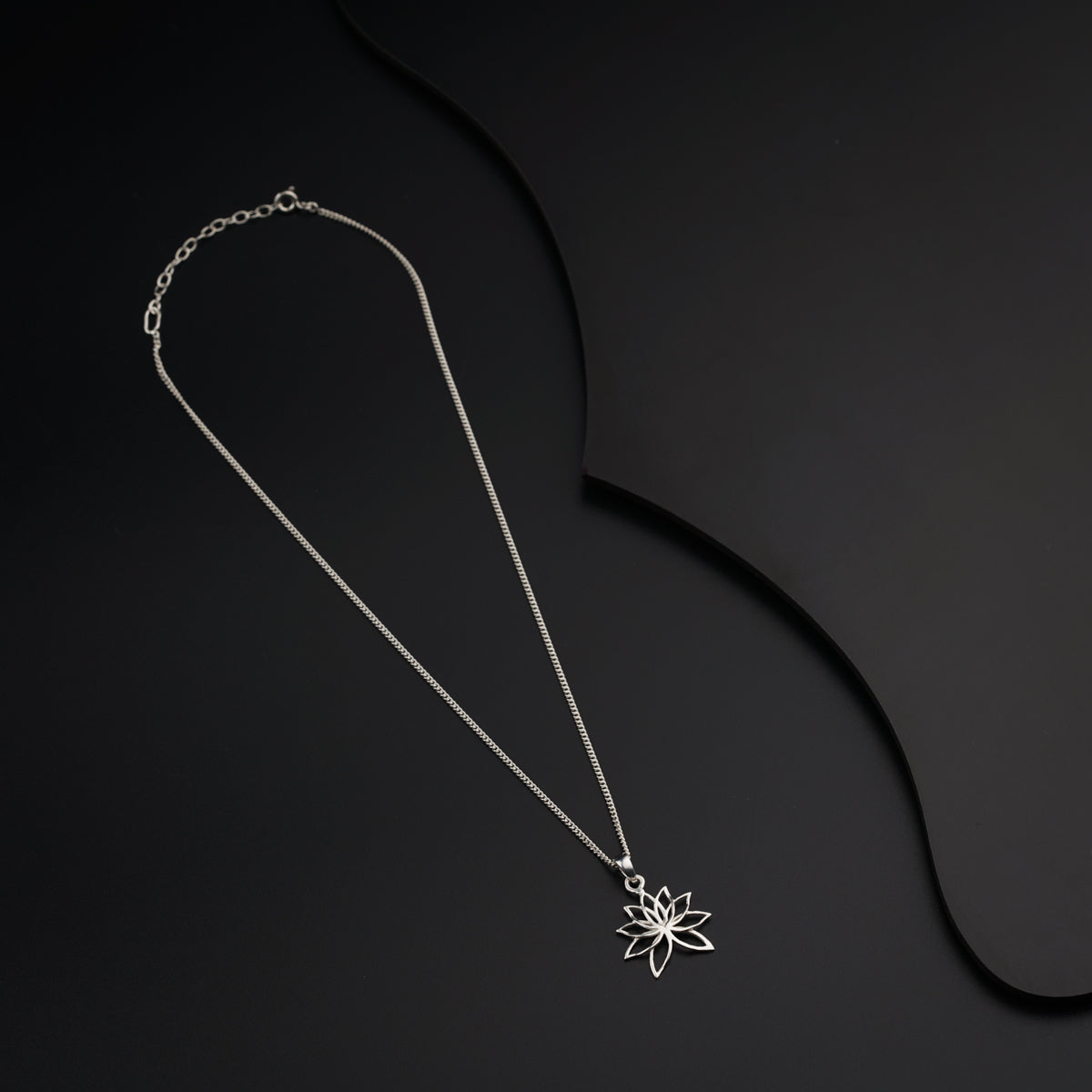 14k Solid White Gold Crystal Lotus Flower Necklace – by charlotte