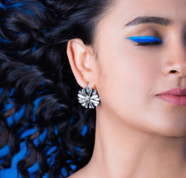 Silver Soorajmukhi (Flower Motif) Earrings