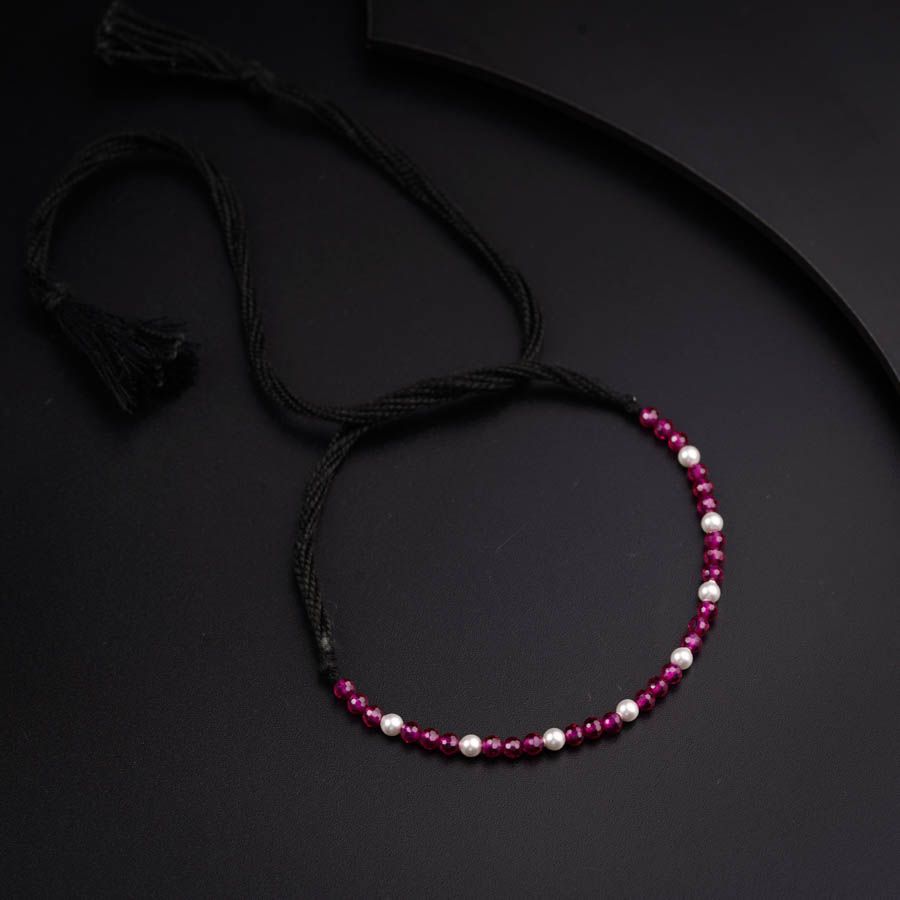 Pearl & Ruby Stones Anklets