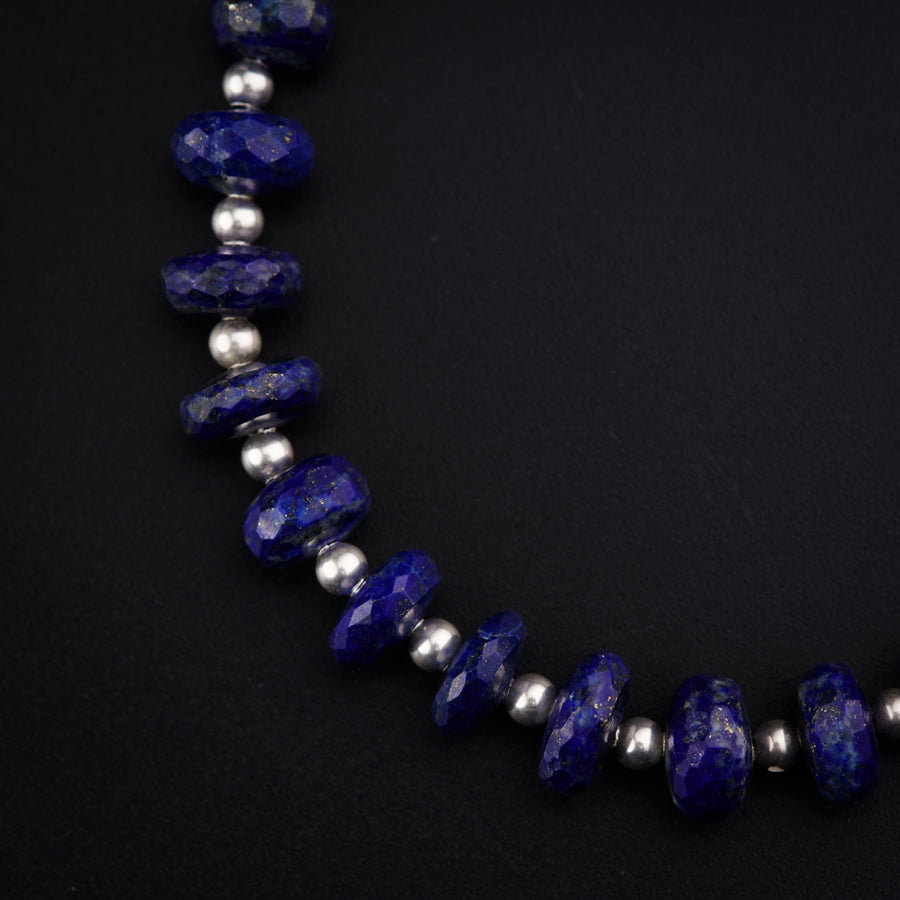 Silver Bracelet with Lapis Lazuli & Silver Beads