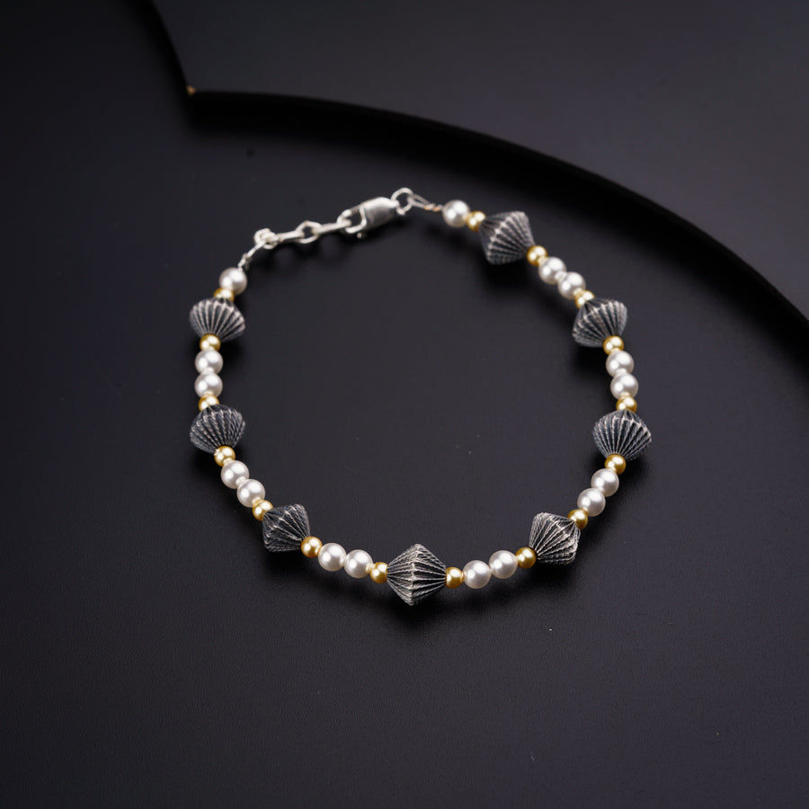 Silver Beads & Pearl Bracelet