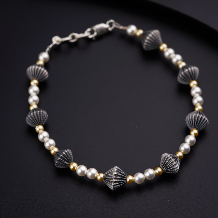 Silver Beads & Pearl Bracelet