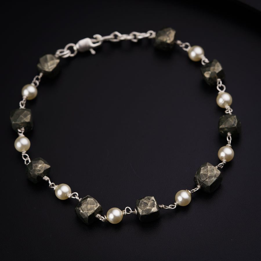 Pyrite & Pearl Bracelet