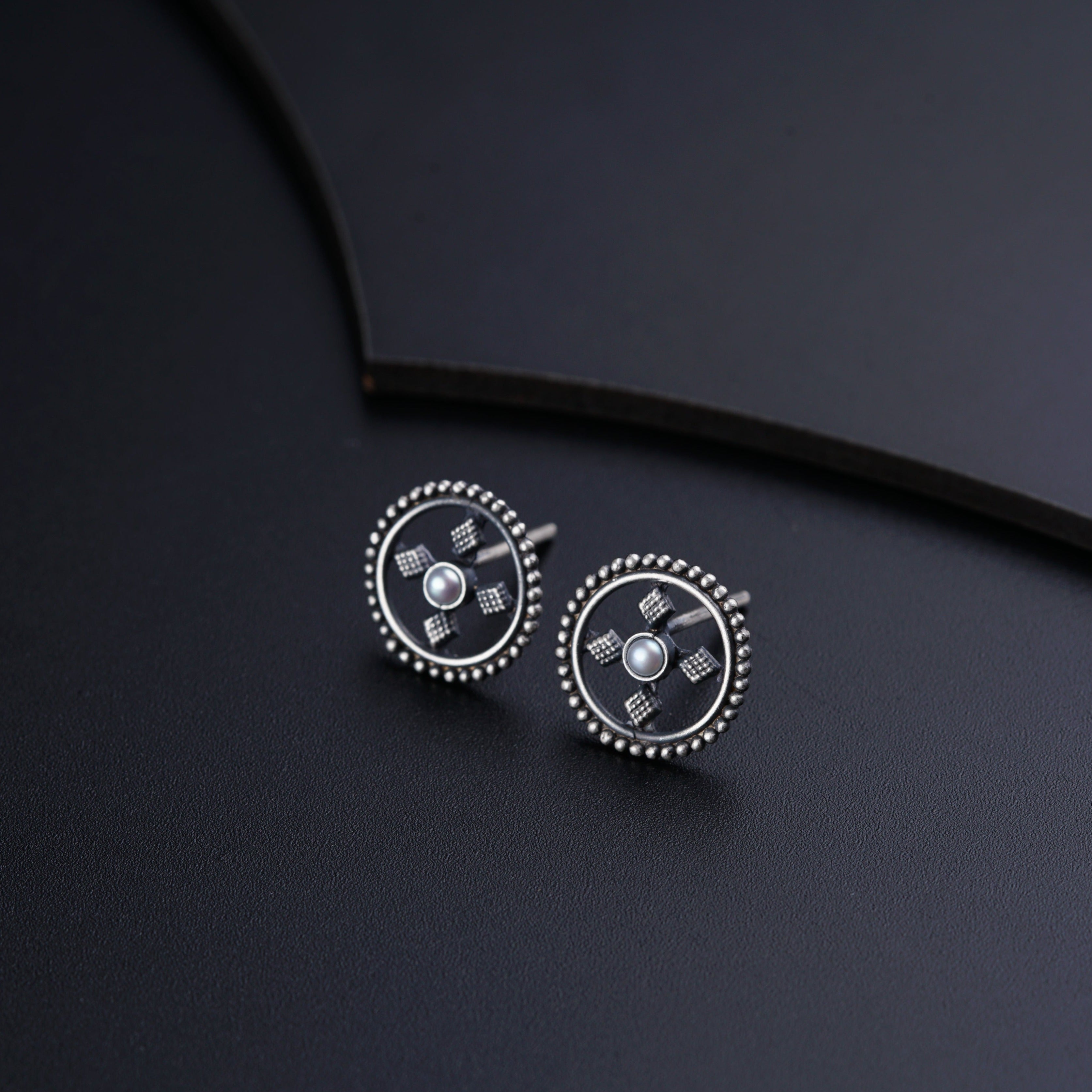 Silver Dotted Diamond Studs
