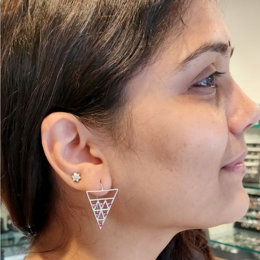 Kandil Earrings Silver - Triangle