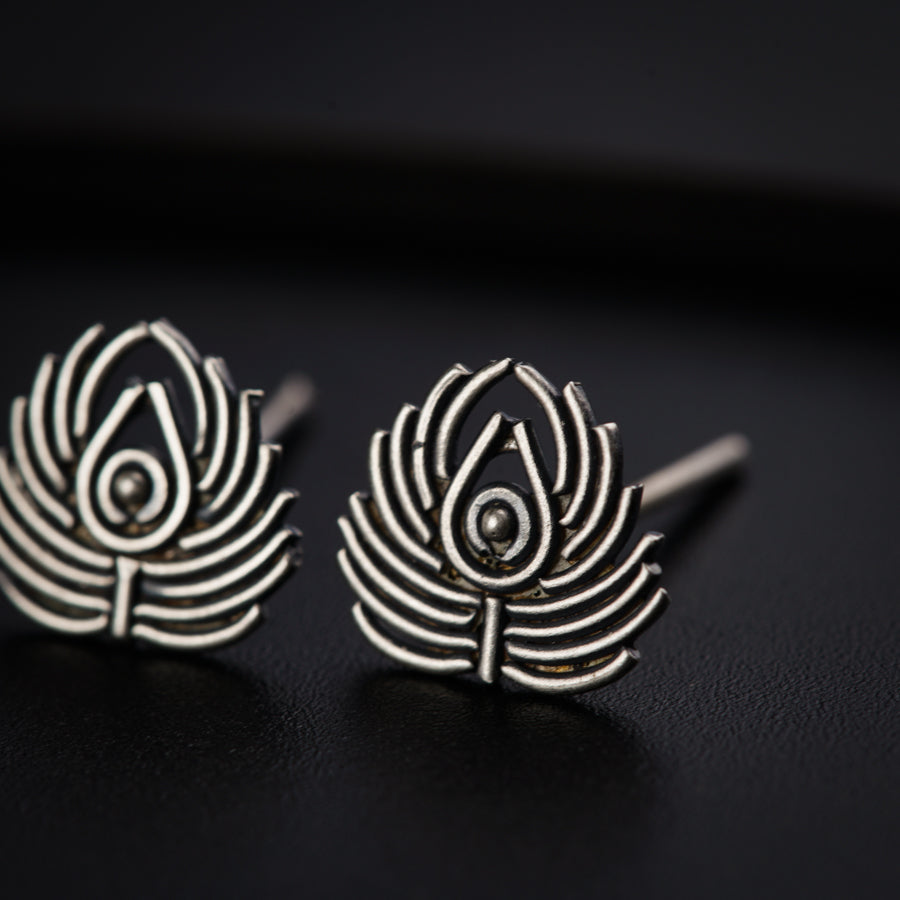 Silver Peacock-feather Studs