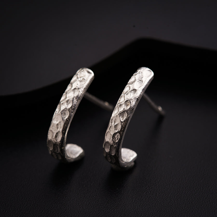 Sterling Silver Hammered Hoop Earrings by Philip Jones Jewellery
