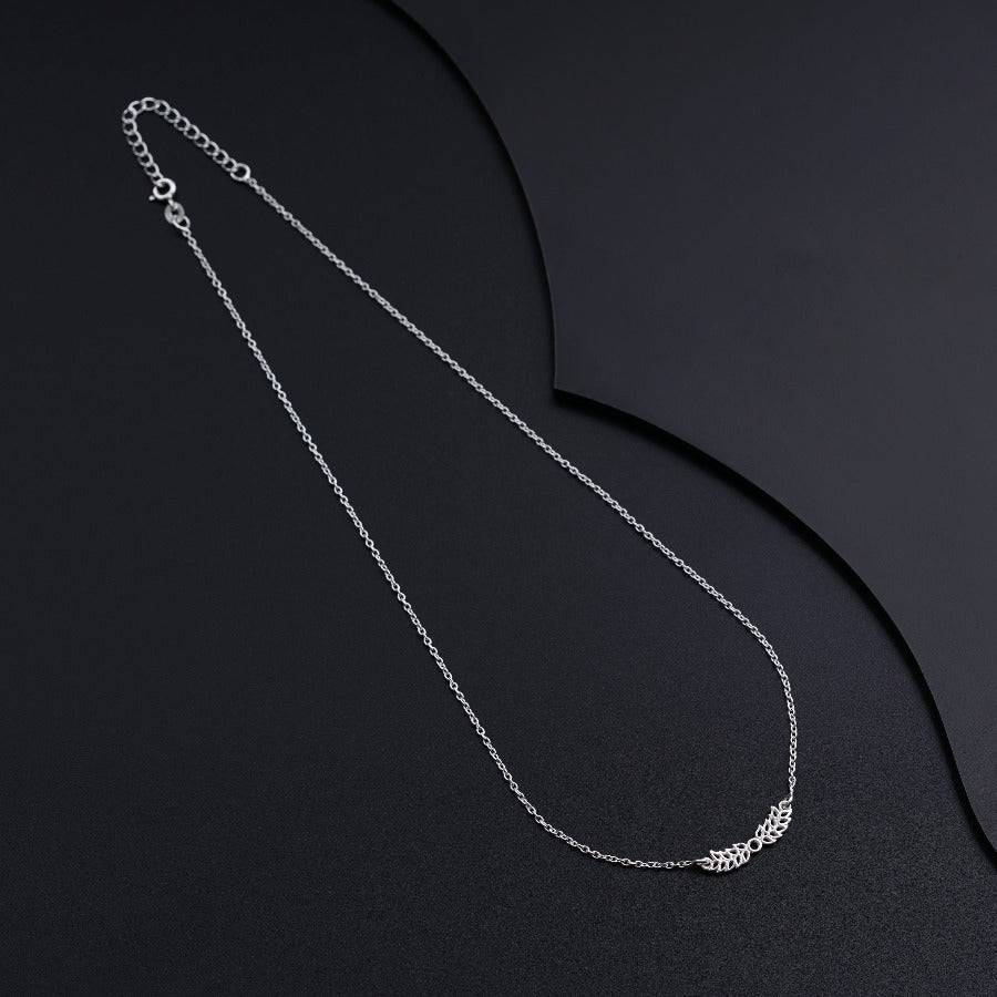 Silver Necklace with Leaf Pendant