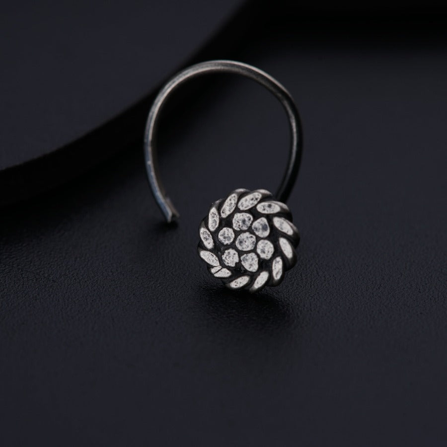 Flower Design German Silver Nose Ring