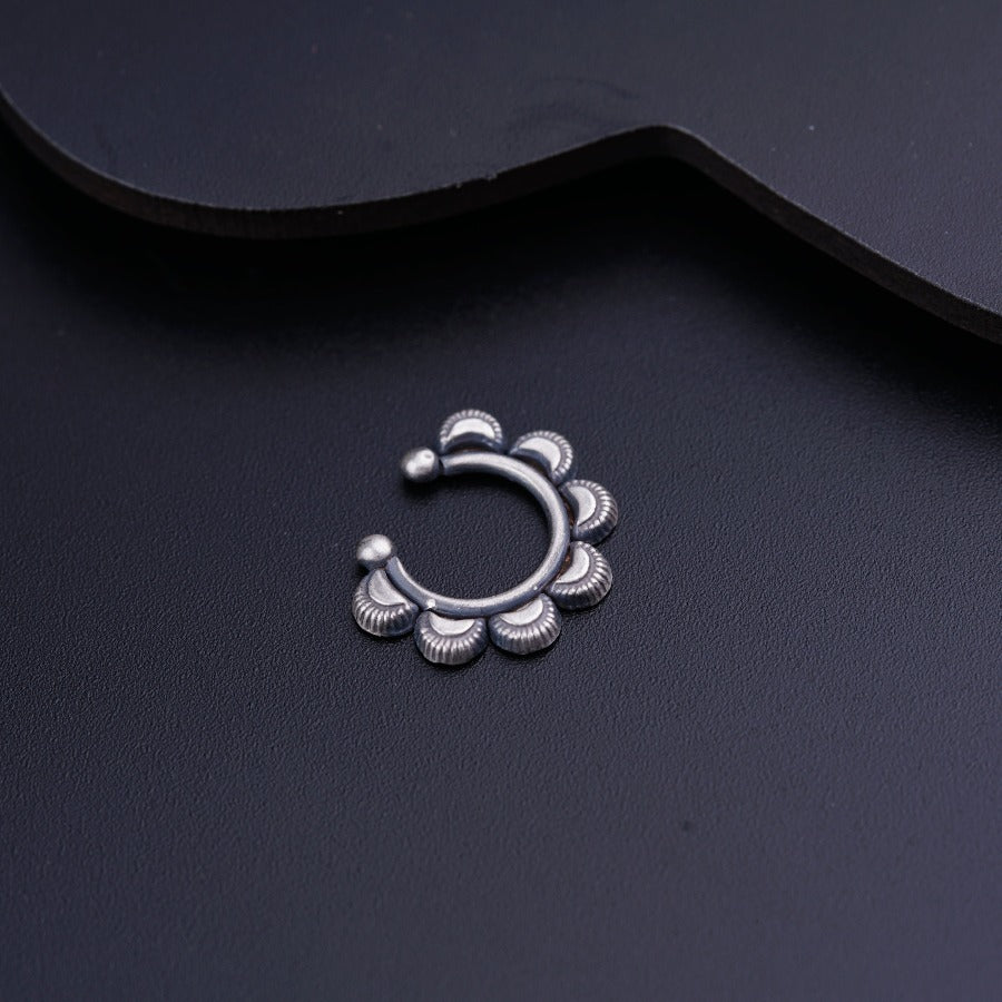Heera Jewellers Oxidised Silver Plated Nose Ring