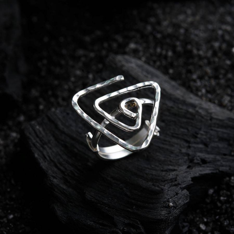 Silver Hammered Ring - Triangle