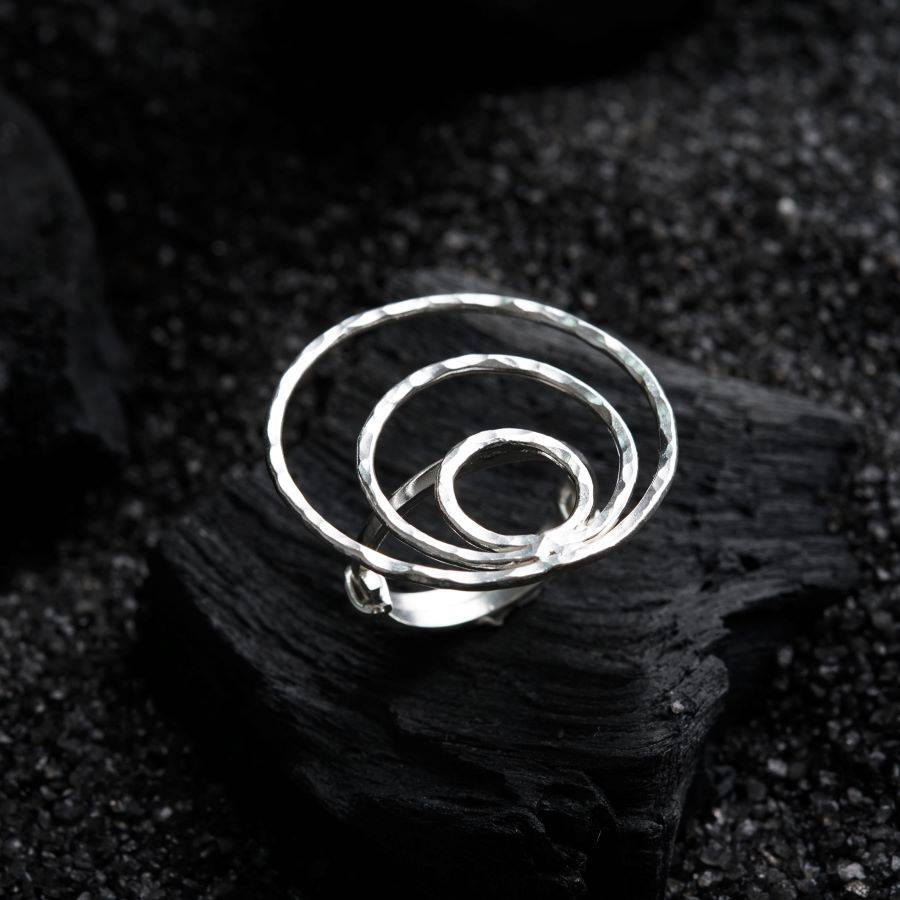 Silver Hammered Ring - Circle in Circle