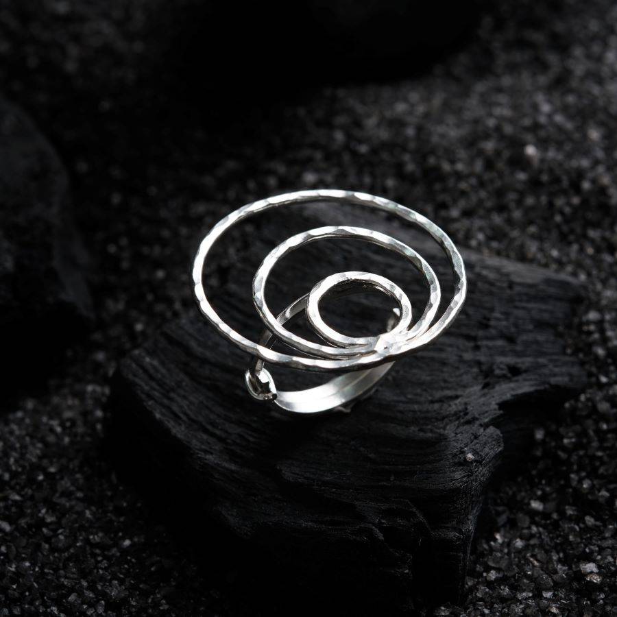 Silver Hammered Ring - Circle in Circle