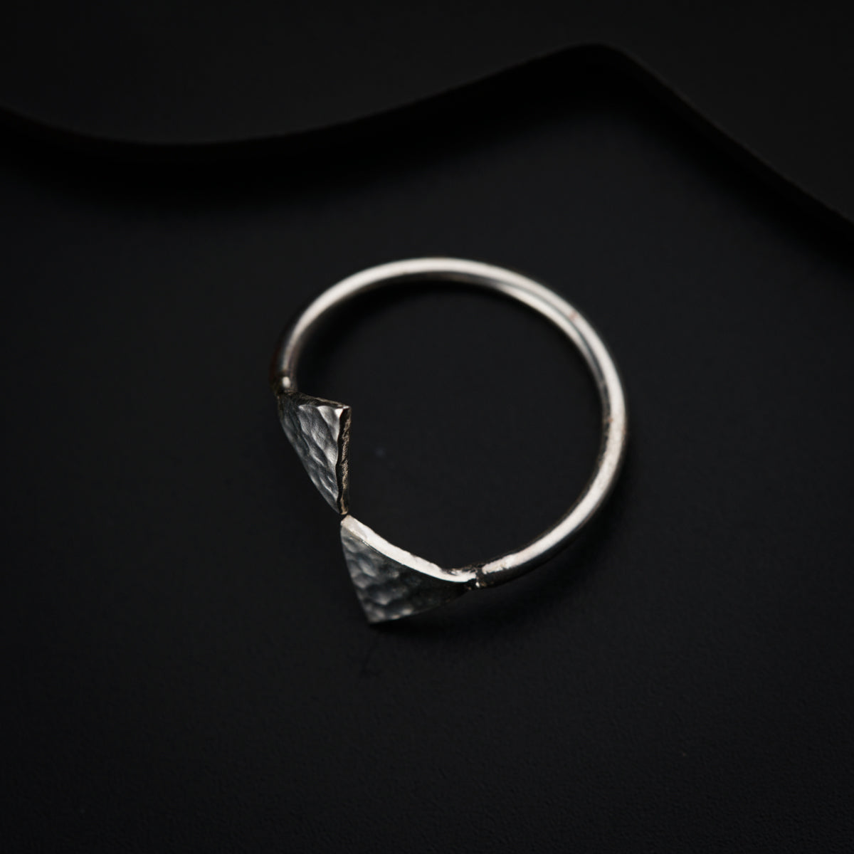 Triangle Shaped Hammered Ring
