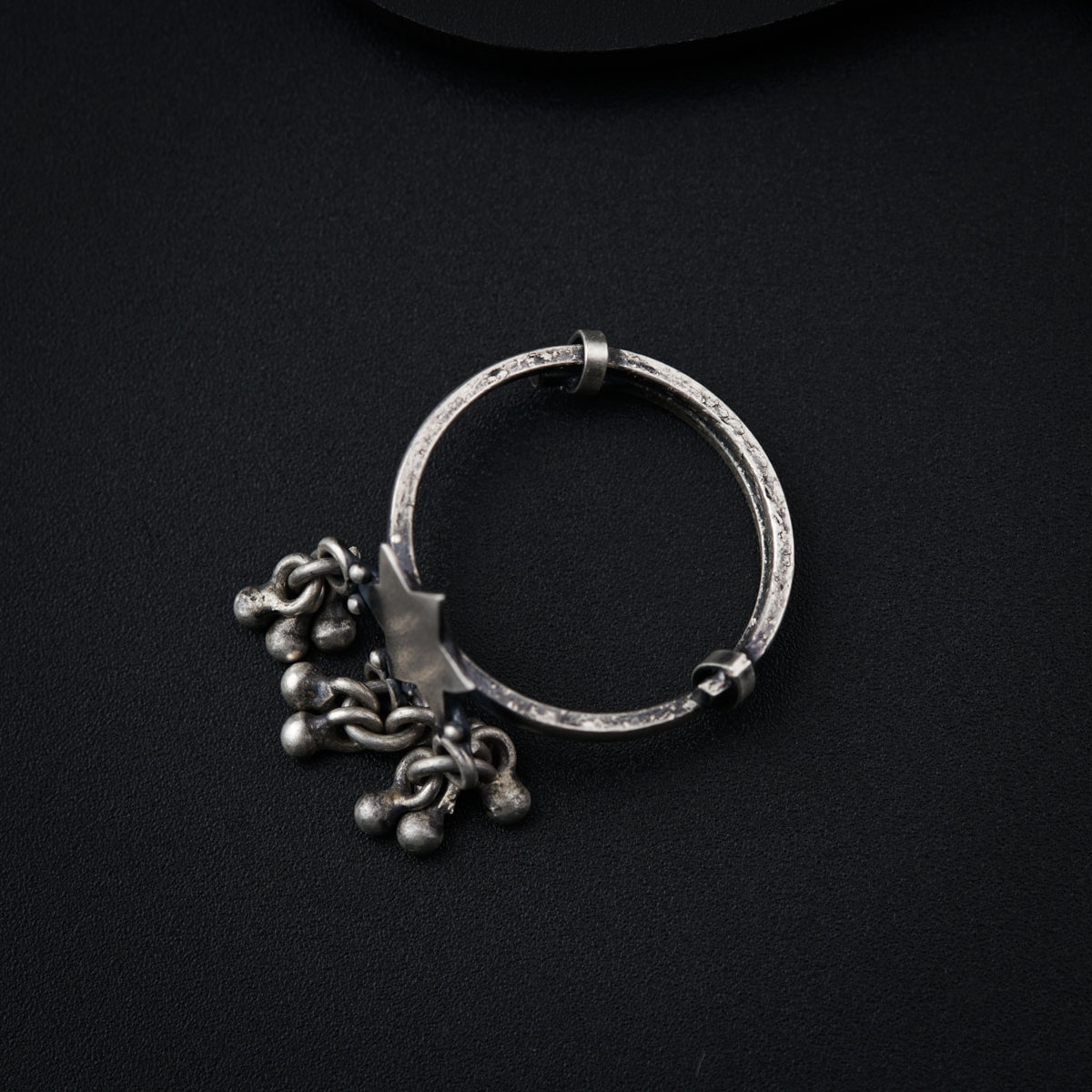 Silver Star with Ghungroo Motif Ring